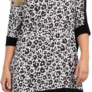Sympli Black and White Leopard-Print Tunic